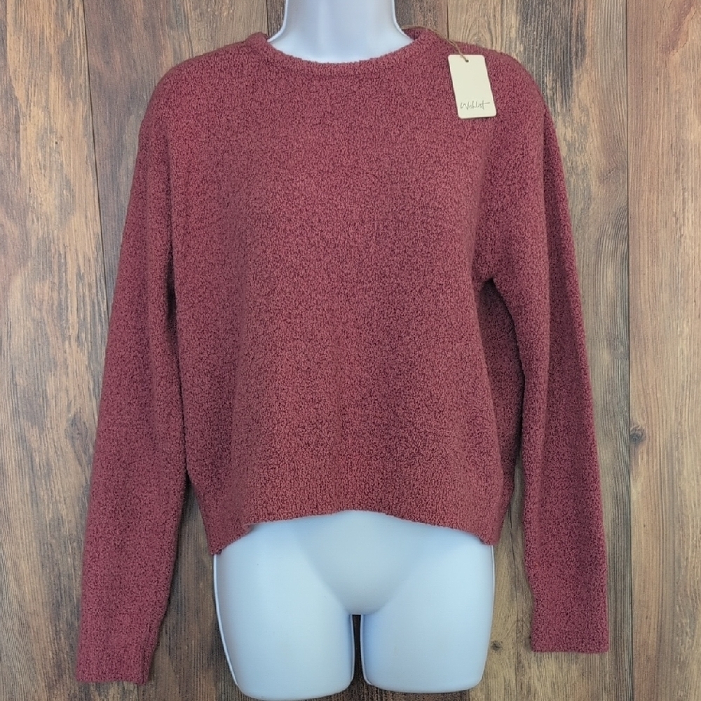 Wishlist Pink Crewneck Cozy Texture Soft Boutique Sweater M